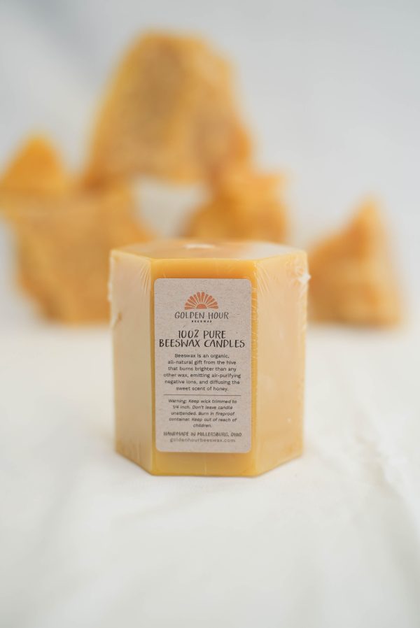 Hexagon 3" Pillar Beeswax Candle - Image 6